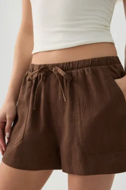 Linen Blend Mid Rise Shorts