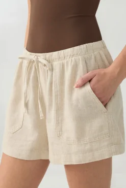 Linen Blend Mid Rise Shorts