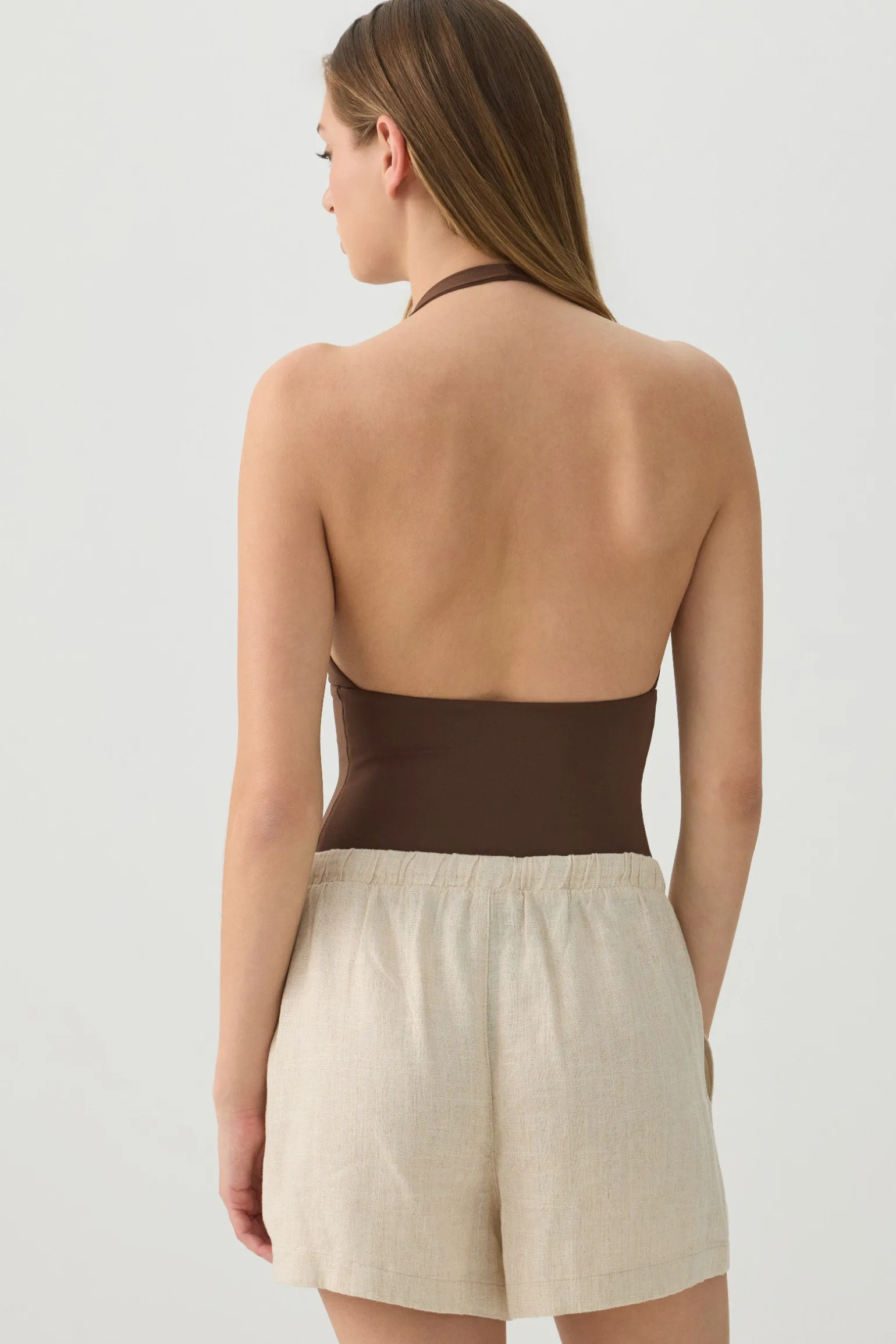 Linen Blend Mid Rise Shorts