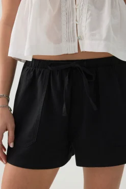 Linen Blend Mid Rise Shorts