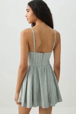 Linen Blend Mini Skater Dress