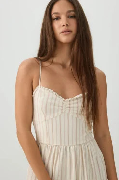 Linen Blend Smocked Bustier Culotte Jumpsuit