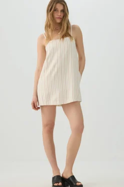 Linen Blend Square Neck Romper