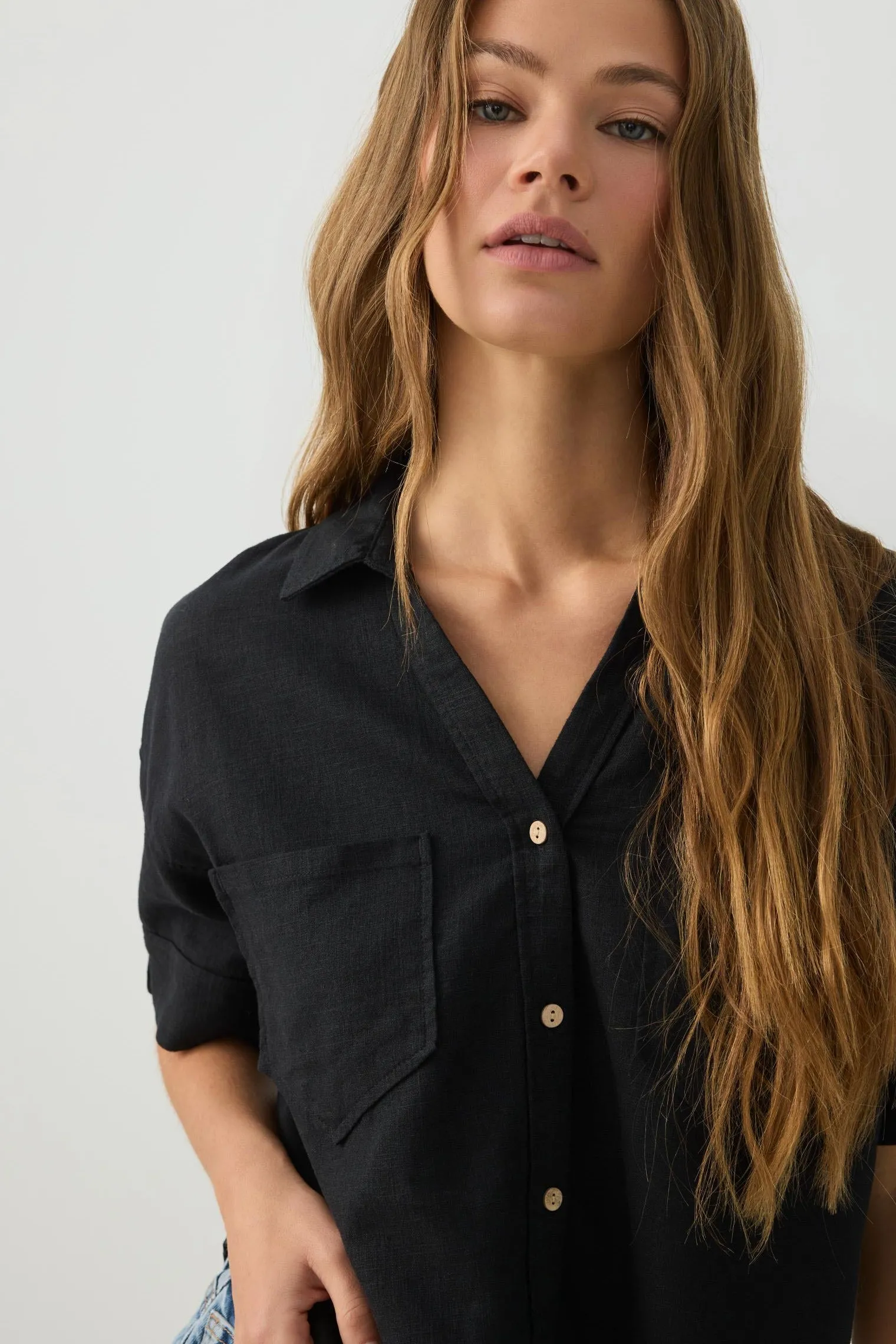 Linen Blend Utility Shirt