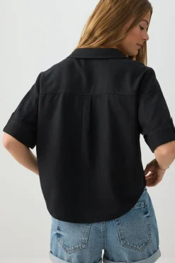 Linen Blend Utility Shirt