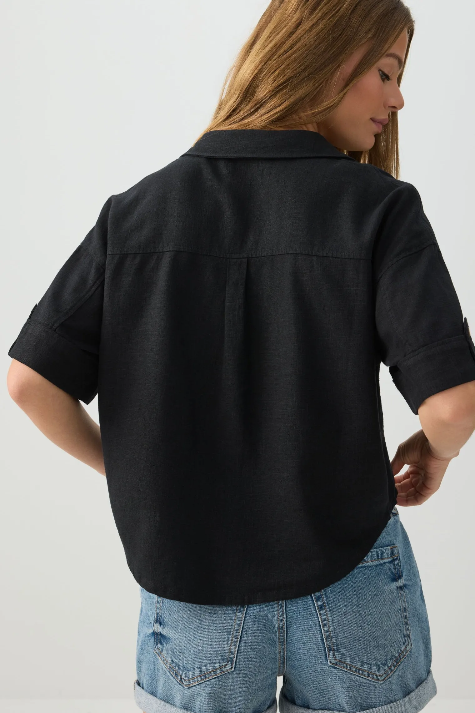 Linen Blend Utility Shirt