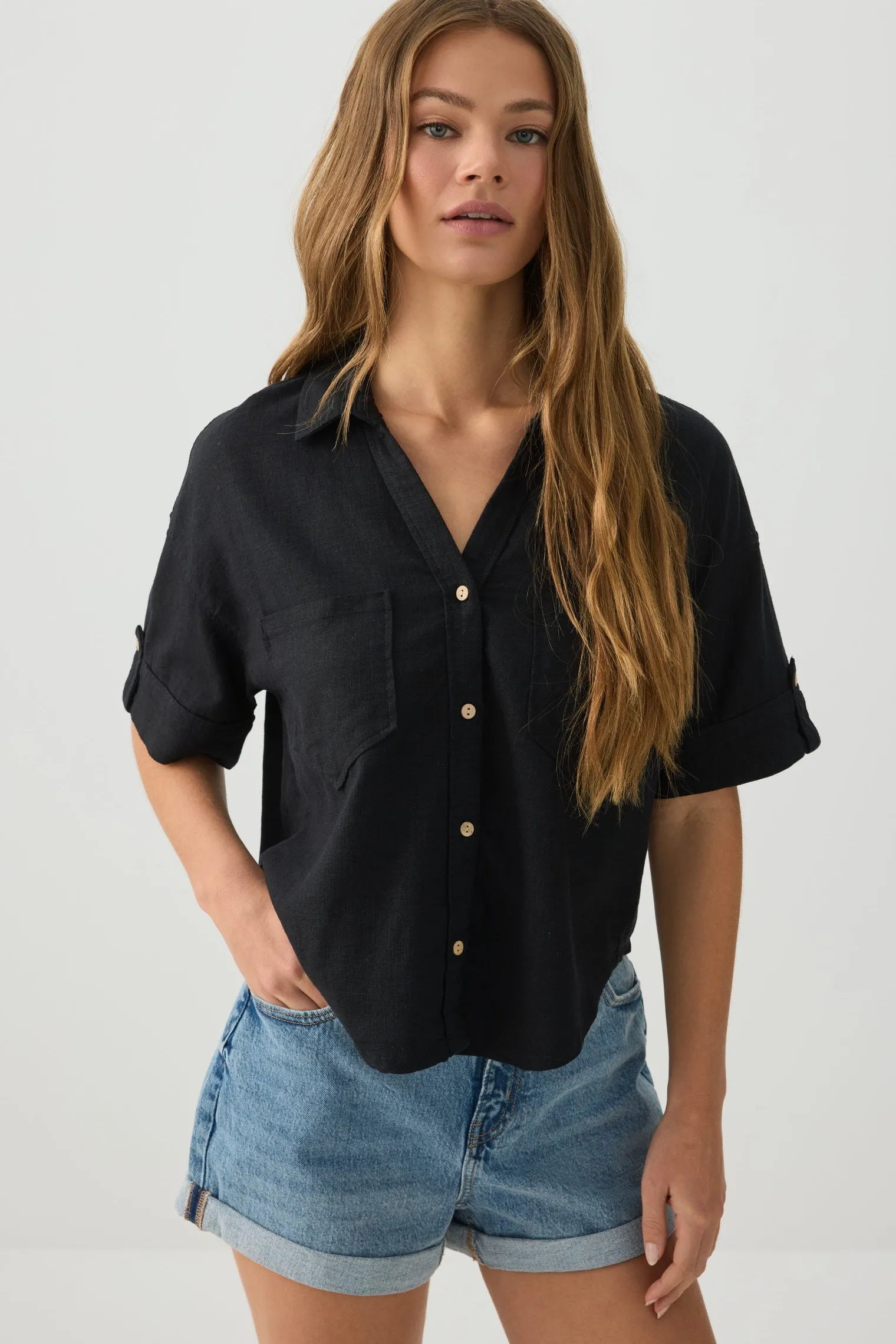 Linen Blend Utility Shirt