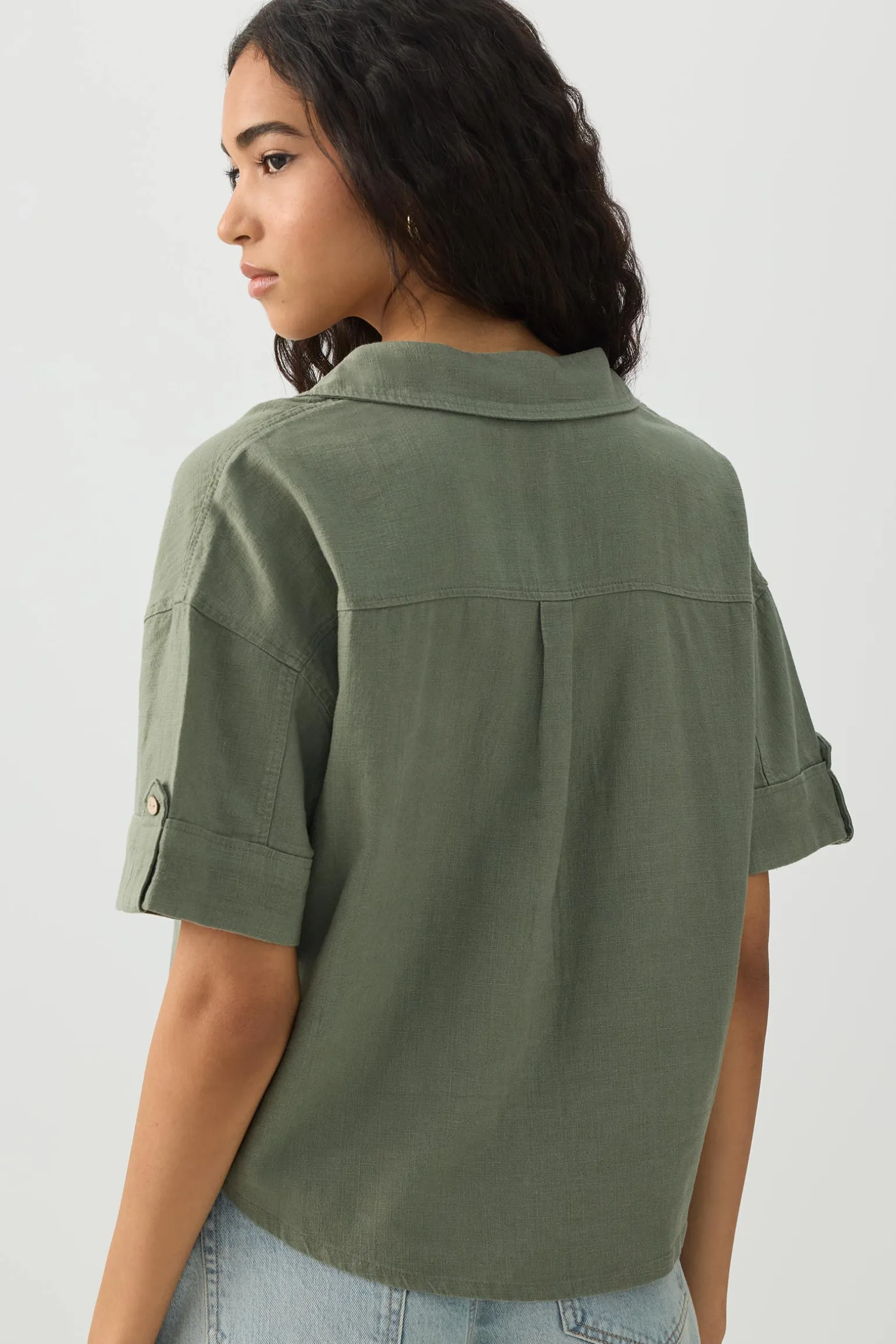 Linen Blend Utility Shirt