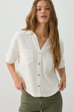 Linen Blend Utility Shirt
