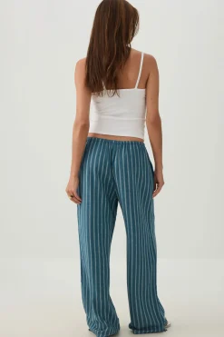 Linen Blend Wide Leg Pant with Tie Hem