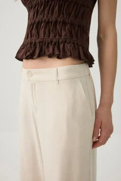 Linen Blend Wide Leg Tailored Pant