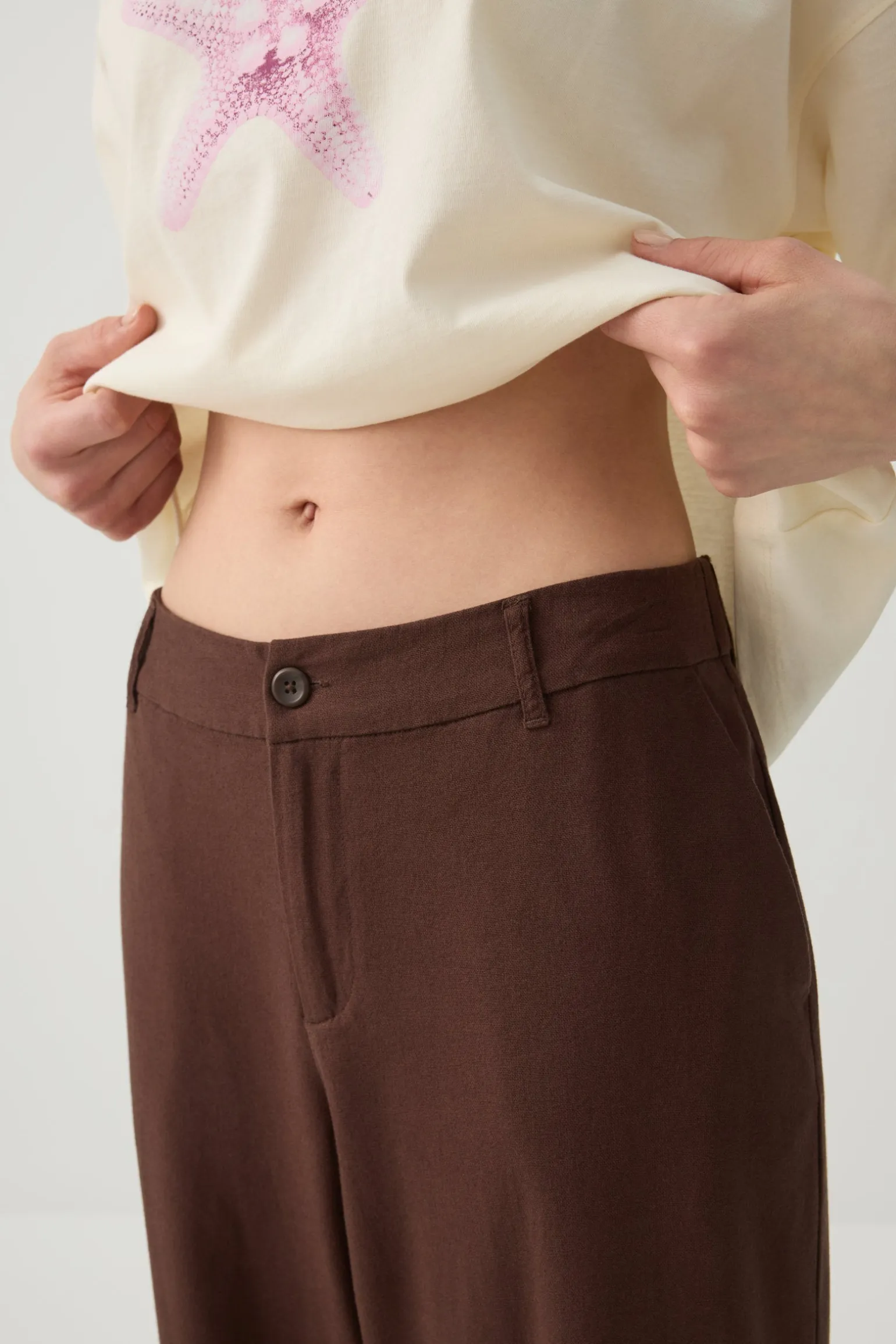 Linen Blend Wide Leg Tailored Pant
