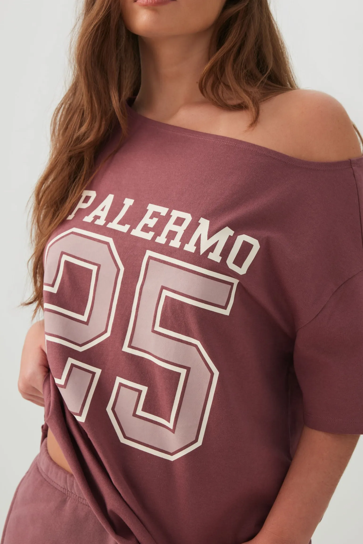 Long Oversized Off Shoulder Graphic T-shirt