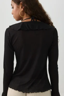 Long Sleeve Blouse with Frills