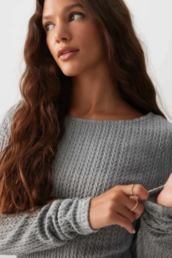 Long Sleeve Cable Knit Top