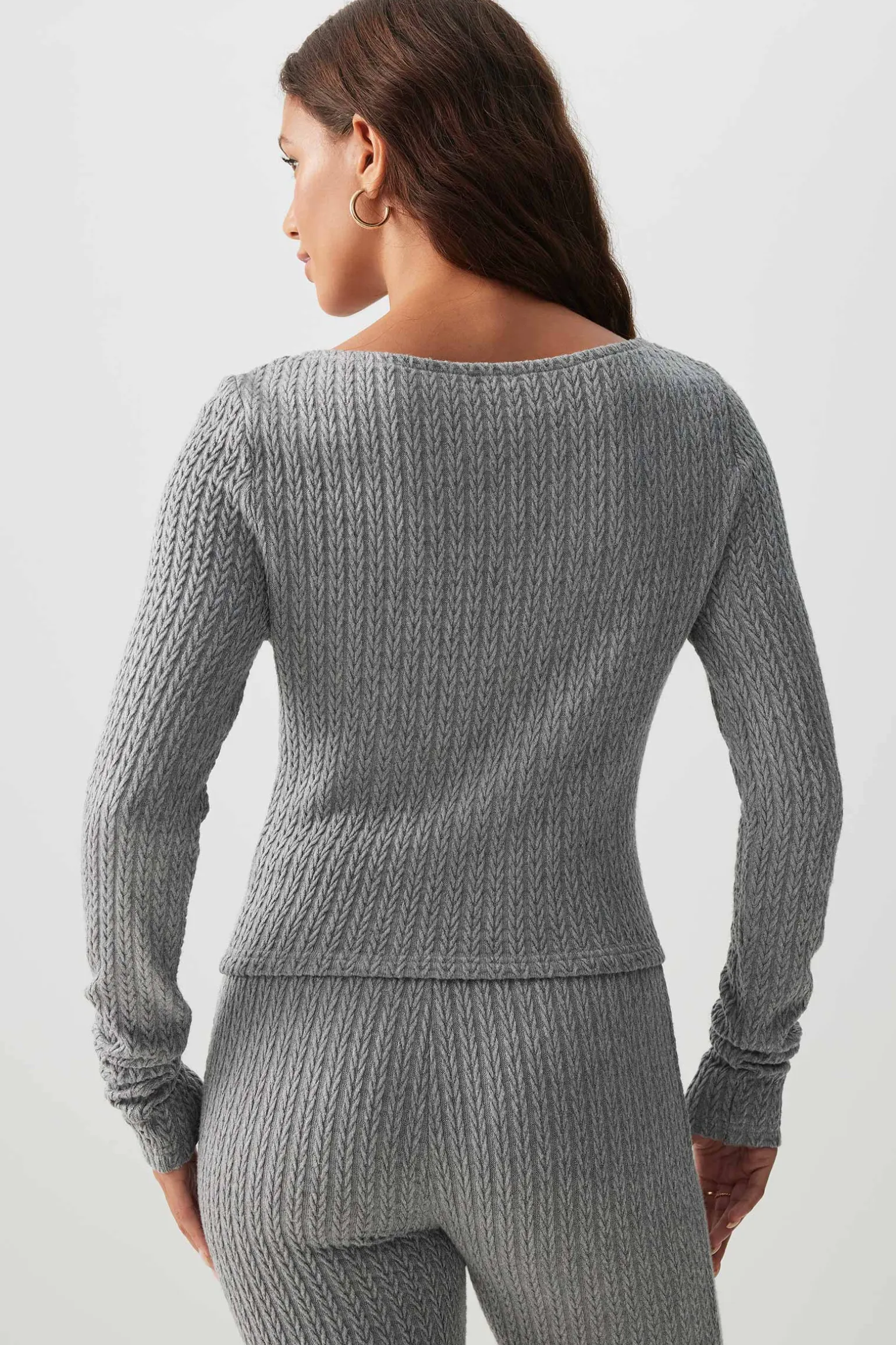 Long Sleeve Cable Knit Top