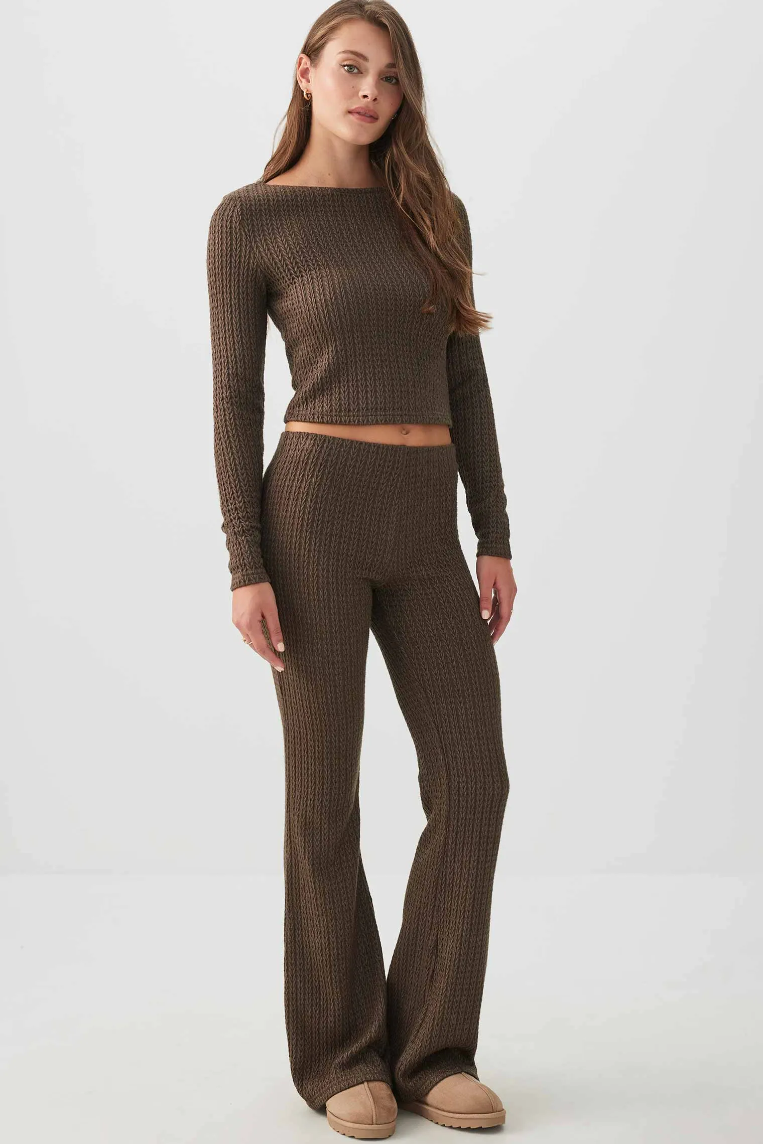 Long Sleeve Cable Knit Top