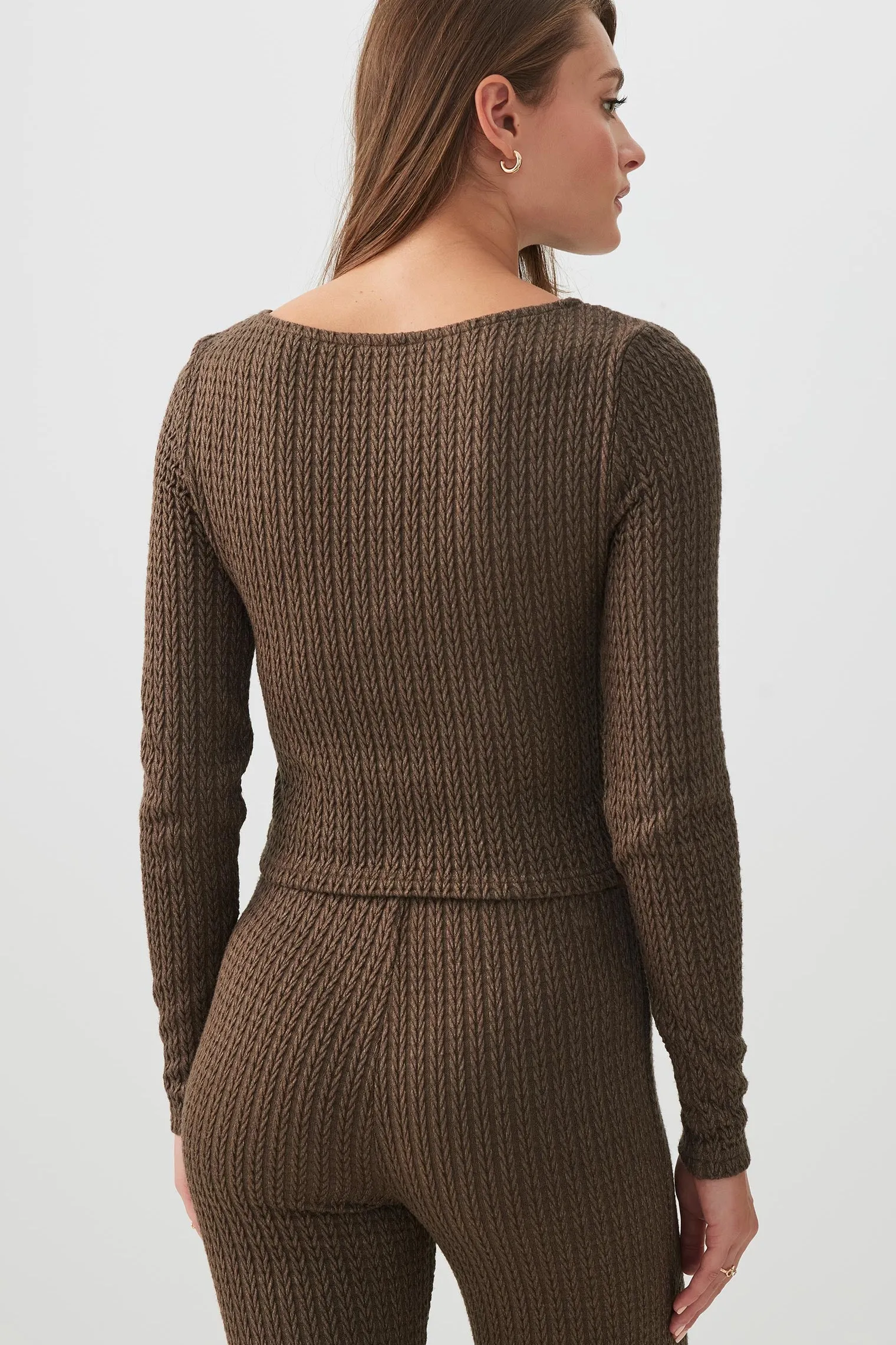 Long Sleeve Cable Knit Top