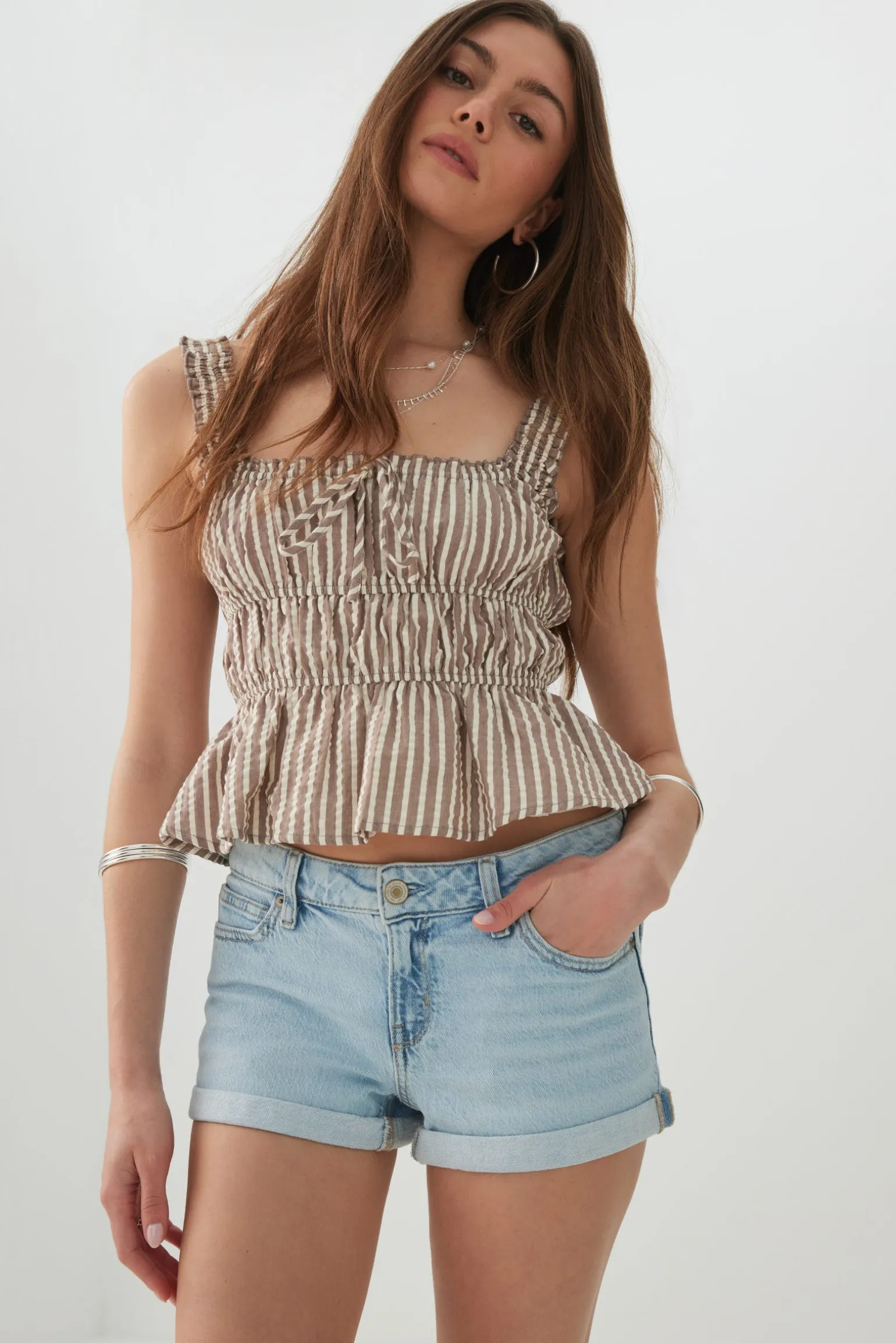 Low Rise Denim Short Shorts