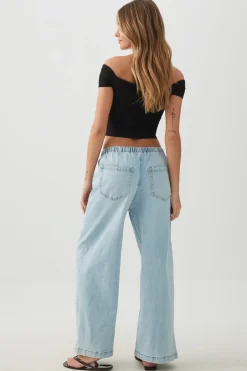 Low Rise Drawstring Wide Leg Jeans