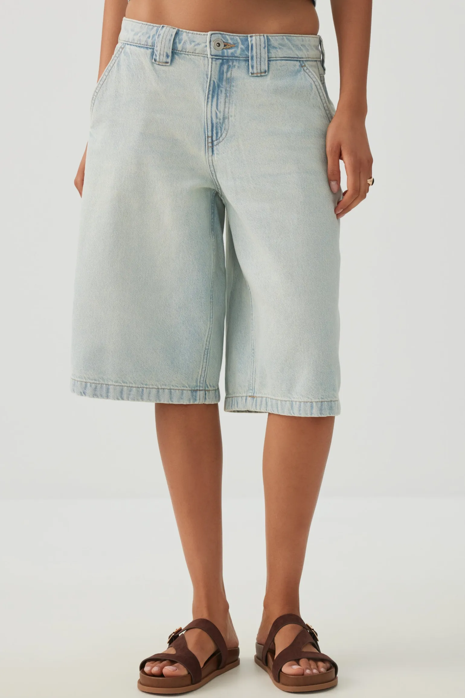 Low Rise Slouchy Long Denim Jorts