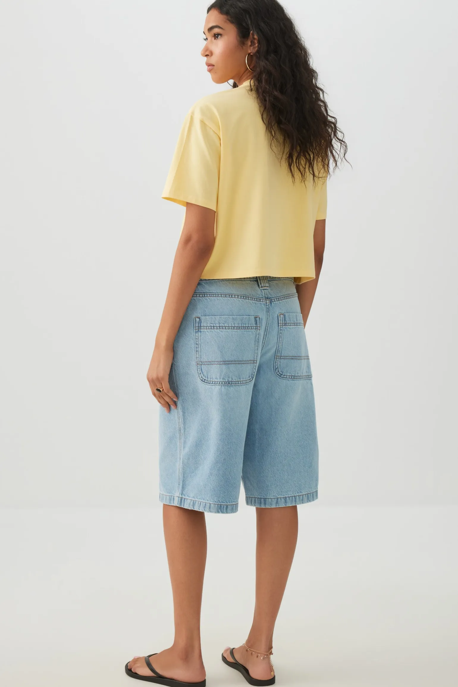 Low Rise Slouchy Long Denim Jorts