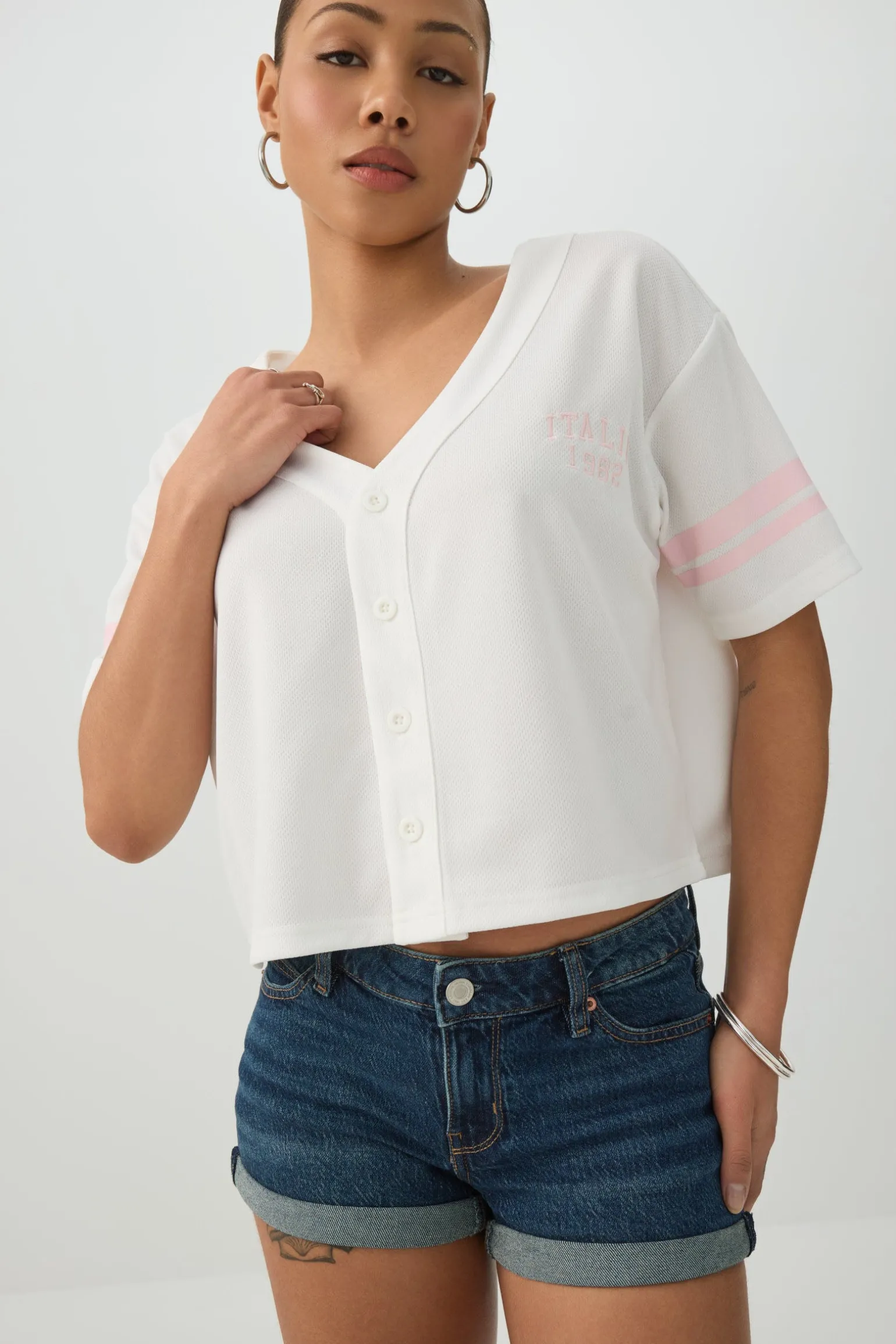 Low Rise Stretch Denim Short Shorts