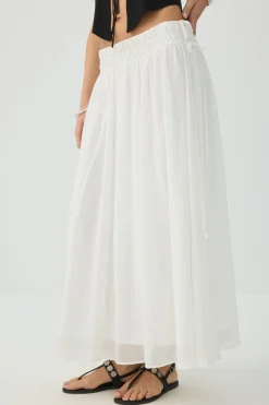 Maxi Chiffon Tie Waist Skirt
