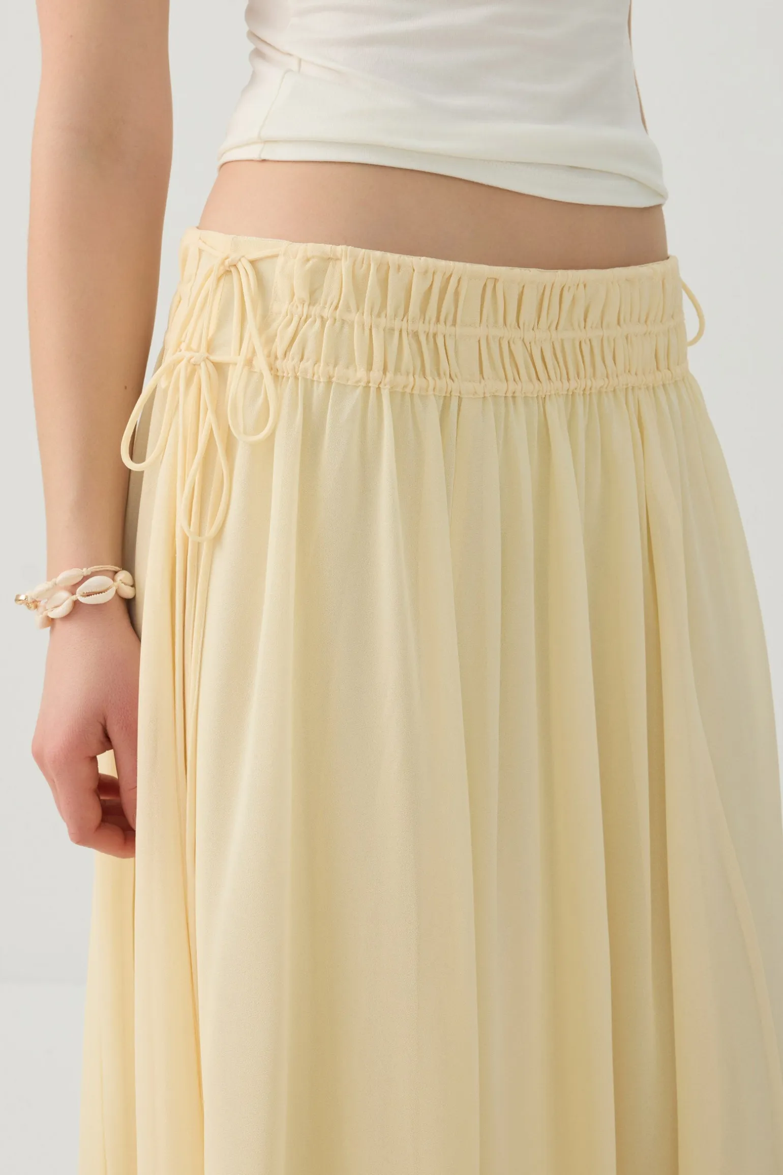 Maxi Chiffon Tie Waist Skirt
