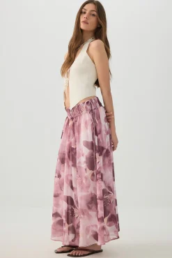 Maxi Chiffon Tie Waist Skirt