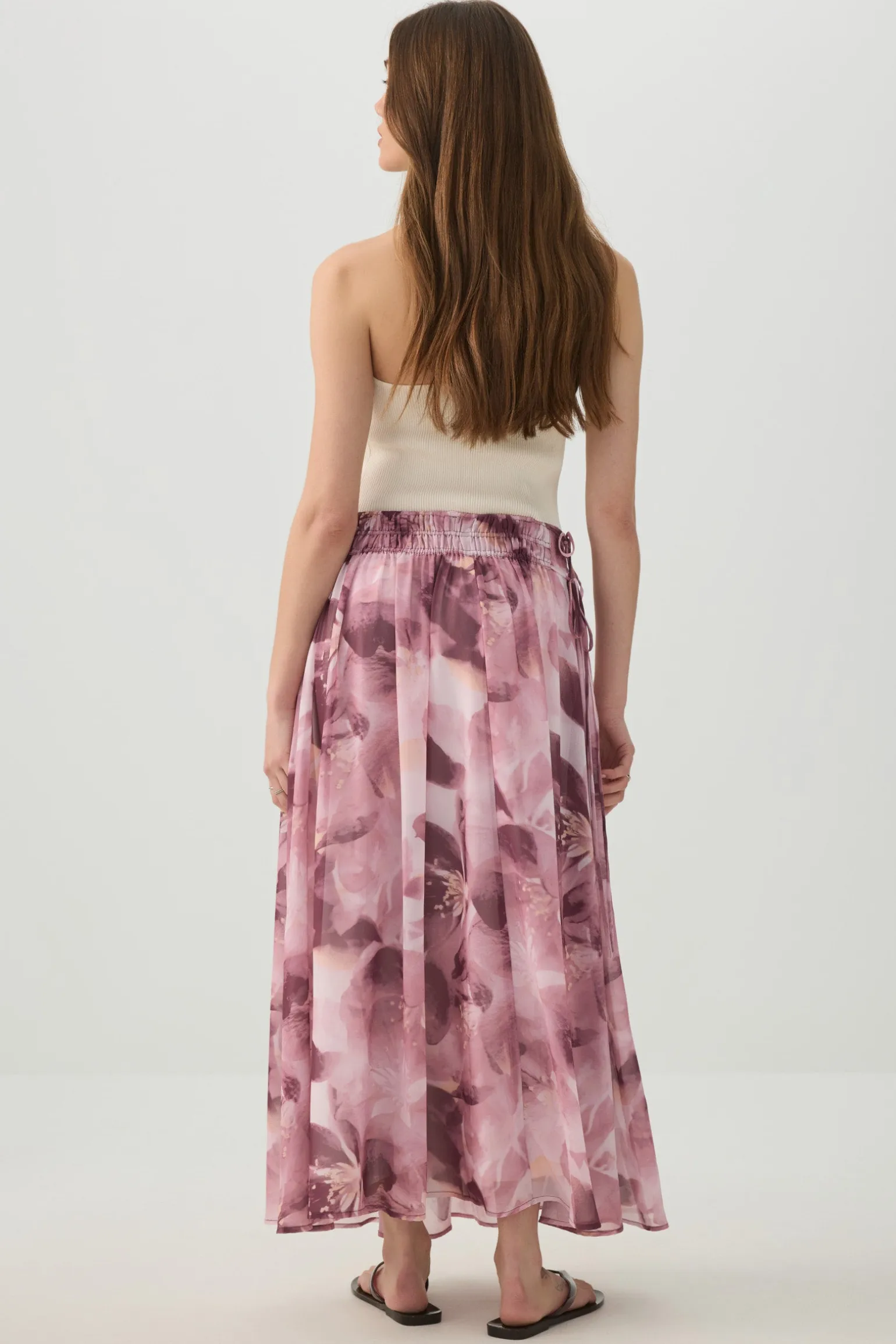 Maxi Chiffon Tie Waist Skirt