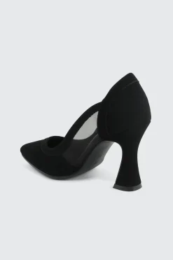 Mesh & Faux Suede Flare Heel Pumps