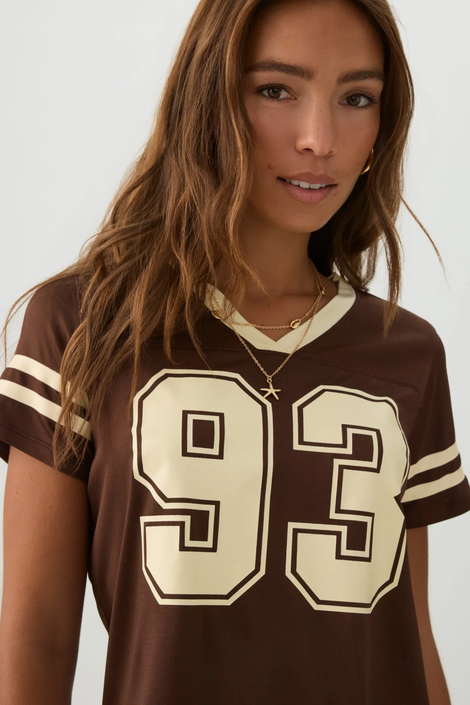 Mesh Jersey V Neck T-Shirt