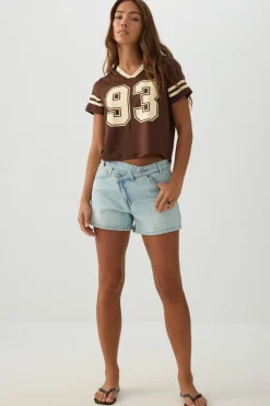 Mesh Jersey V Neck T-Shirt