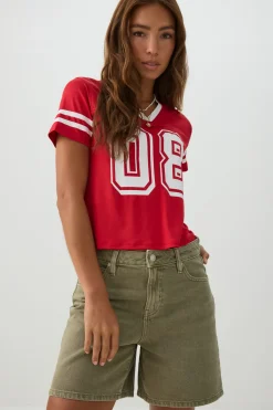 Mesh Jersey V Neck T-Shirt