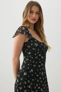 Mesh Midi Dress with Slit