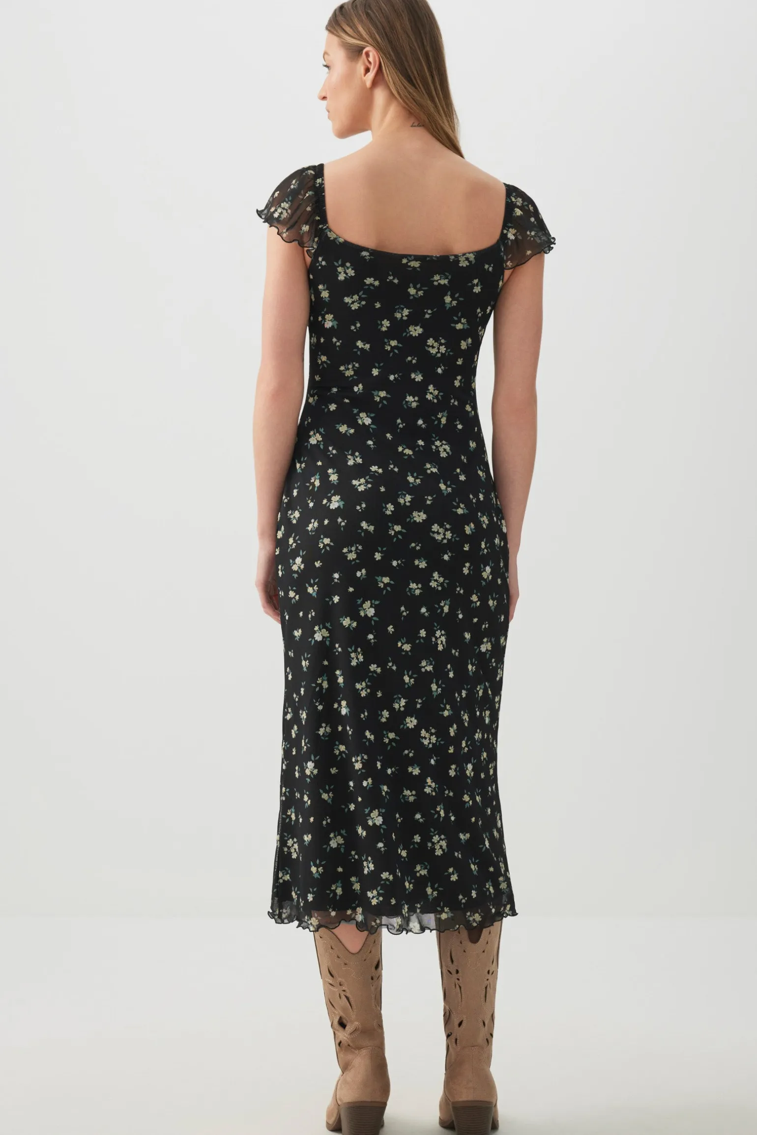 Mesh Midi Dress with Slit