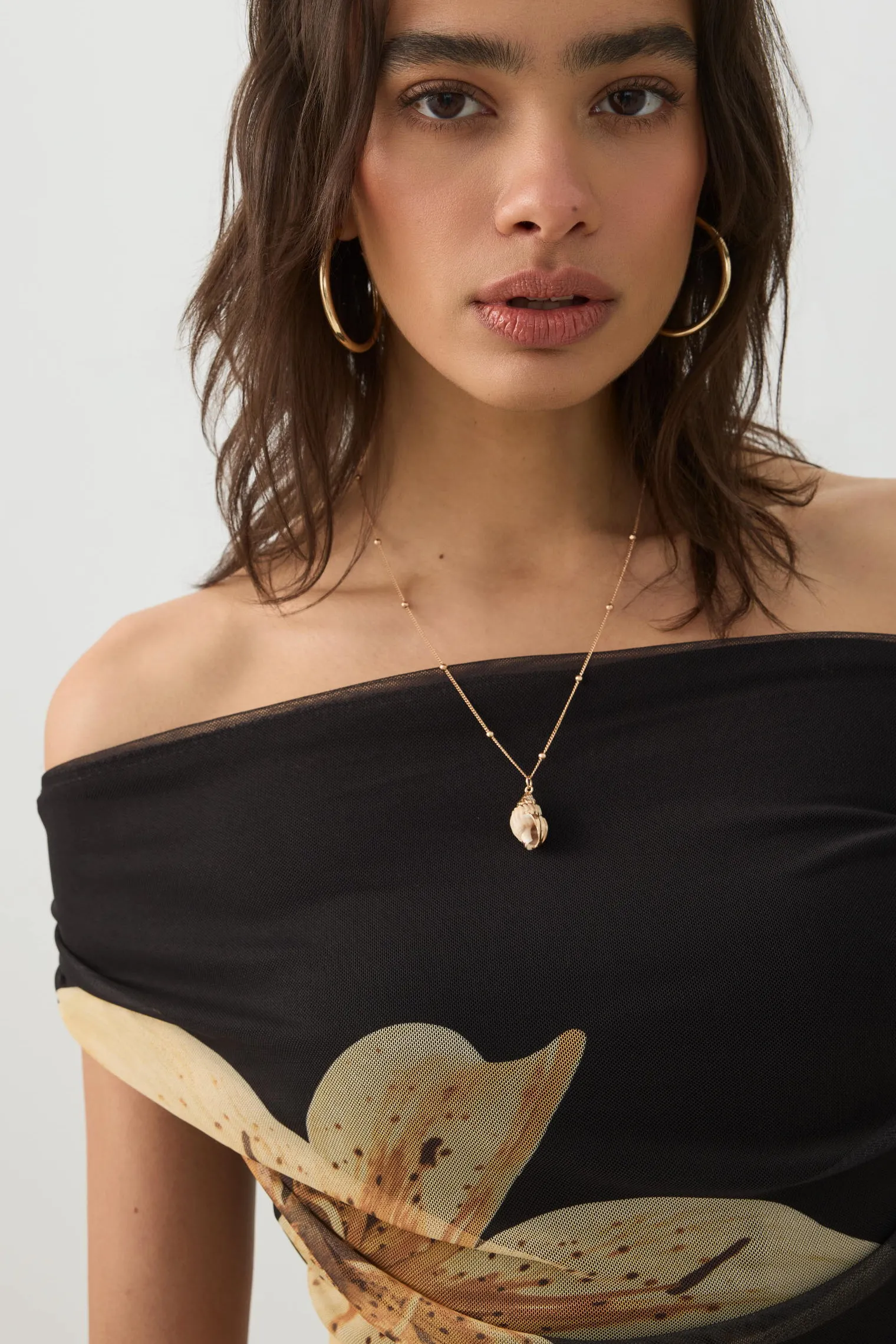 Mesh Off Shoulder Top