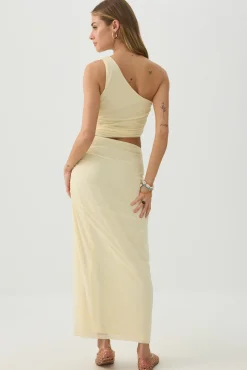 Mesh One-Shoulder Maxi Dress