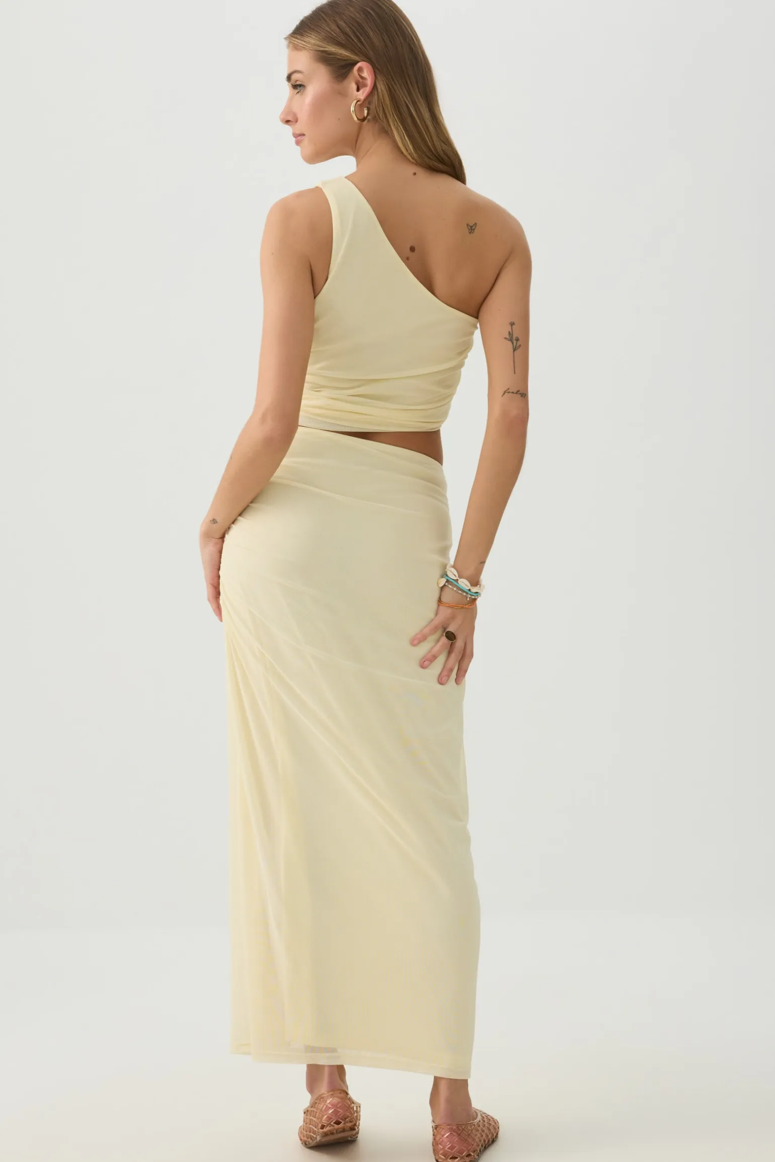 Mesh One-Shoulder Maxi Dress