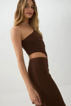 Mesh One-Shoulder Maxi Dress