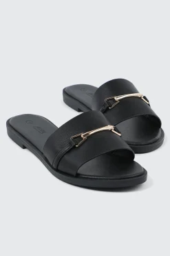Metallic Ornament Flat Sandals