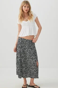 Midi A Line Skirt with Slit