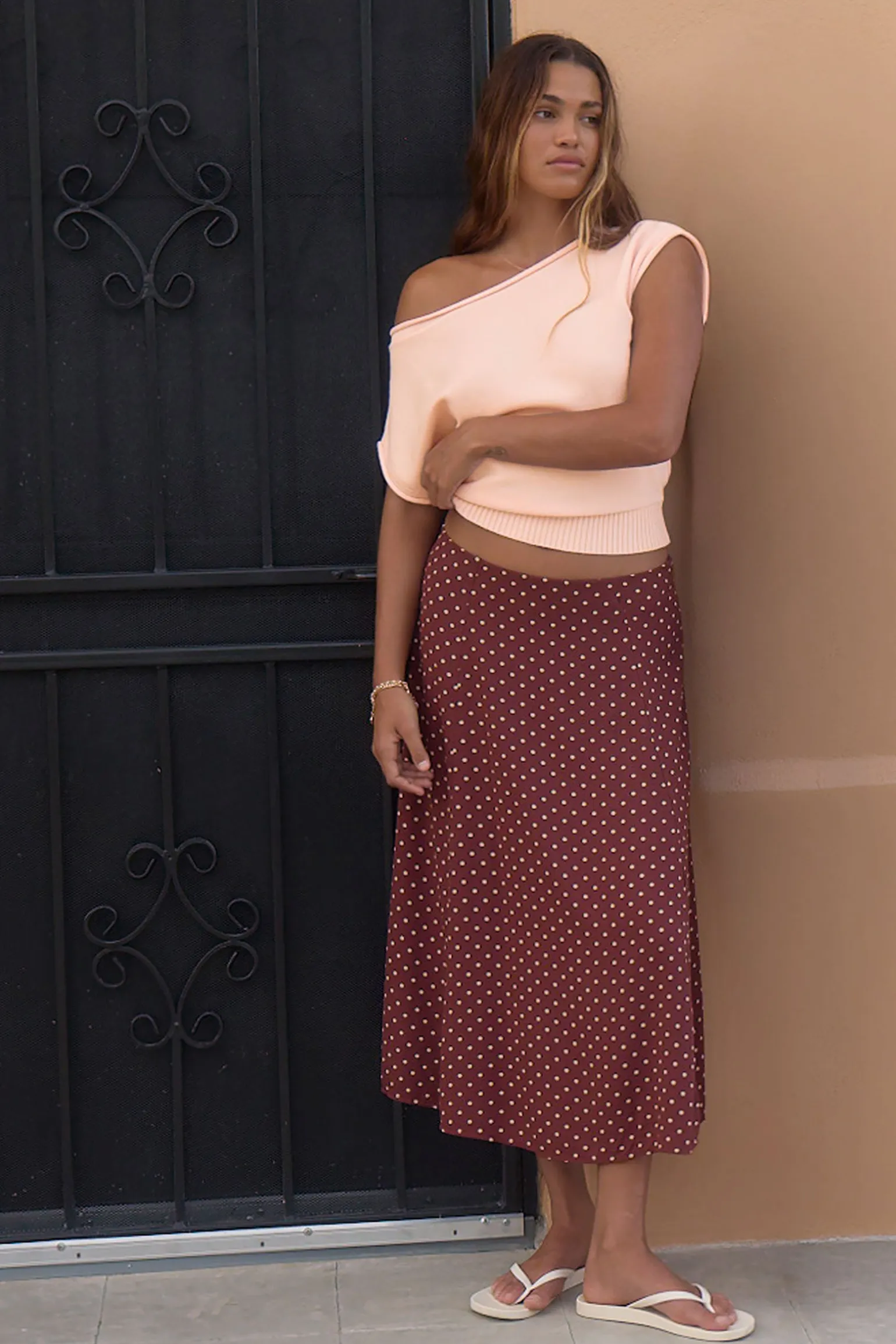 Midi A-Line Skirt with Slit