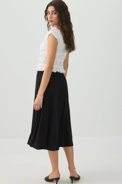 Midi A-Line Skirt with Slit