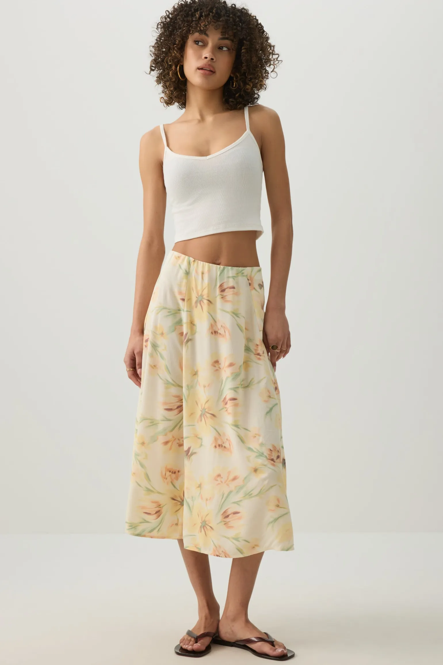 Midi A-Line Skirt with Slit