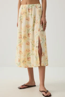 Midi A-Line Skirt with Slit