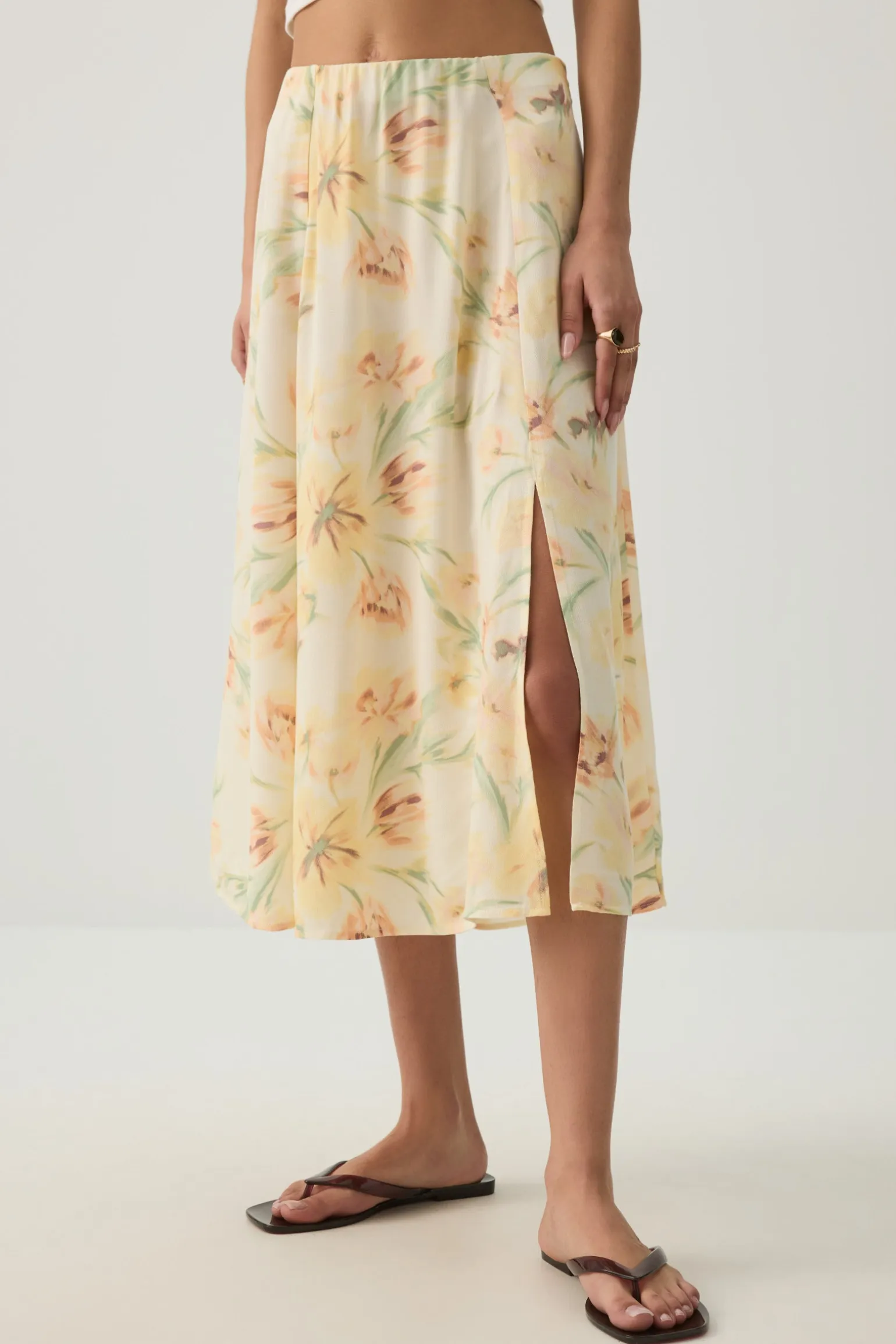 Midi A-Line Skirt with Slit
