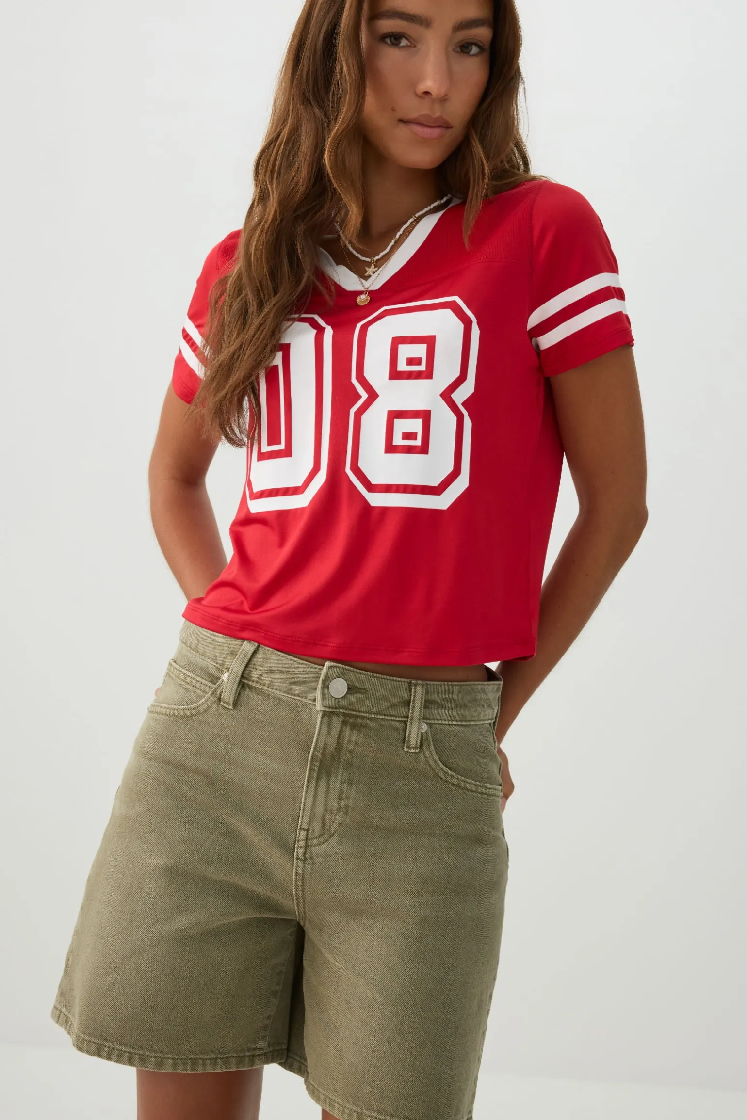 Mid Rise Denim Relaxed Bermuda Shorts