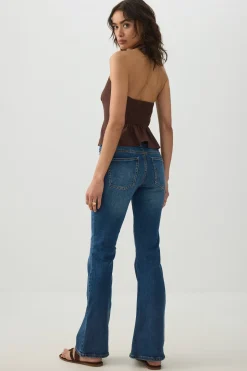 Mid Rise Flare Leg Jean